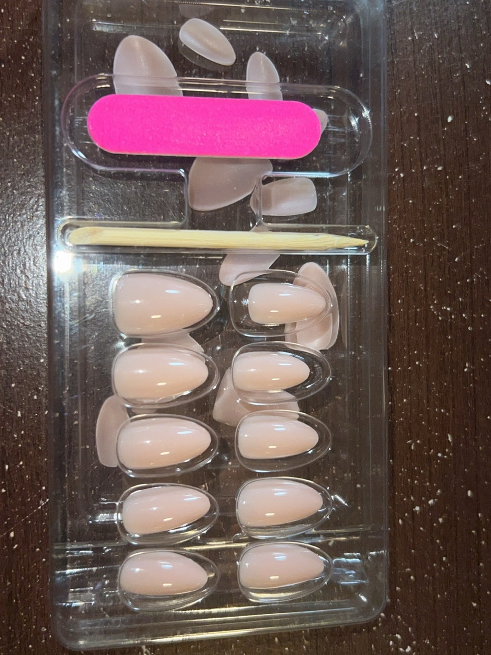 False Nail Set - Nude Pink Press-On Nails with Pink File
